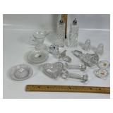 SEVERAL CLEAR GLASS ITEMS, CRYSTAL, S&P SHAKERS