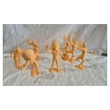 7 LOUIS MARX PLASTIC NATIVE AMERICAN FIGURES