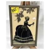 VTG. REVERSE PAINTED SILOUETTE GLASS 8" x 12"