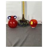 MID-CENTRY MODERN HAND-BLOWN ART GLASS VASES