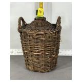 ANTIQUE WICKER WRAPPED DEMIJOHN FOR WINE STORAGE