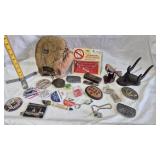 BELT BUCKLES, MIT, POLITICAL PINS, POCKET KNIFE