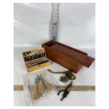 WOOD BOX, EXACTO KNIVES, WOOD WORKING TOOLS