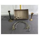 VINTAGE CANDLE HOLDERS, HANDLES, CORKS