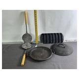 CAST IRON COOKWARE ITEMS, PIZELLE, CORNBREAD PANN