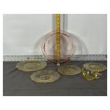VINTAGE YELLOW & PINK DEPRESSION GLASS DISHES