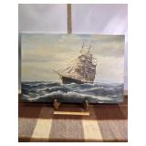 OLSHOFF MULTI MASTED TALL SHIP SAILING ON CANVAS