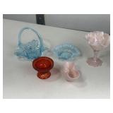 MCM MID-CENTURY GLASSWARE, HOBNAIL, RUFFLED
