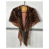 VINTAGE FUR STOLE DARK BROWN