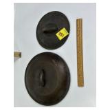 2 CAST IRON SKILLET/DUTCH OVEN LIDS, 10 1/4' & 7'