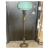 MID-CENTURY BRASS FLOOR LAMP W/ TEAL SHADE