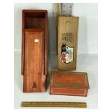 VNTG METAL CANDY BOX, 2 WOOD TRINKET BOXES