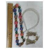 CHUNK STYLE BEAD NECKLACE, CLIP EARRING