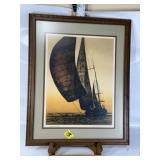 "CLOSE ON THE WIND" ROGER BERGHOFF FRAMED SAILBOAT