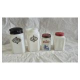 ART DECO MILK GLASS SHAKERS