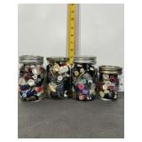 4 JARS OF VINTAGE BUTTONS