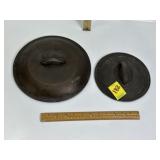 2 CAST IRON SKILLET/DUTCH OVEN LIDS, 10 1/4" & 7"