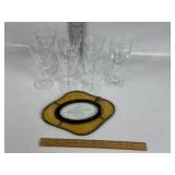 VINTAGE STEMWARE, STAIND GLASS SUNCATCHER