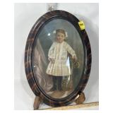 ANTIQUE OVAL CONVEX GLASS FRAMES CHILD PICTURE