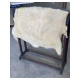 VINTAGE SHEEP SKIN RUG, RACK NOT INCLUDED