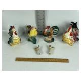 MID-CENTURY CERMIC ROOSTER TOOTHPICK HOLDERS