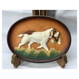 PLASTER DOG DUCK HUNTING SCENE PLAQUE