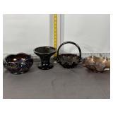 FENTON CARNIVAL GLASS DISHES, RUFFLE BASKET