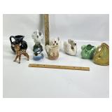 SEVERAL MCM FIGURES, SWANS, BIRDS, DEER, PITCHER
