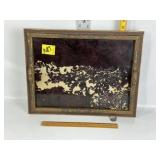 ANTIQUE WOOD & GLASS SERVING TRAY