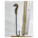 BRASS DUCK HEAD HOOK FIRE PLACE DAMPER TOOL
