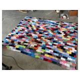 HANDMADE MULTICOLOR BRICK STYLE SCRAP QUILT