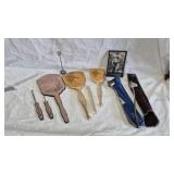 VINTAGE VANITY MIRRORS, PICTURE, CANDLE SNUFFERS