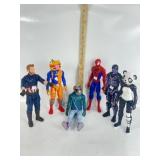 GROUP OF 6 12" ACTION FIGURES, MARVEL & FORTNITE