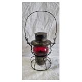 ADLAKE R.R. LANTERN W/ ORIGINAL RED GLASS GLOBE