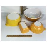 4 ORANGE PYREX PIECES