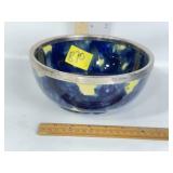 PACIFIC POTTERY GLAZED BOWL W/ SILVER RING 8"