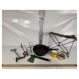 COWBOY GEAR, BRANDIN IRONS, SKILLET, HATCHET, CUPS