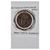 ANTIQUE ENAMELED COLORADO SEAL MEDAL