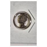 SILVER MERURY DIME CUTOUT EARRING