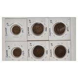 6- CANADA 1 CENT COINS & LARGE 1 CENT COINS