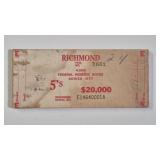 U.S. MINT $20,000 WOOD TOPPER 5 DOLLAR BILL