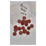 COLLECTION OF WWII RED RATION TOKENS