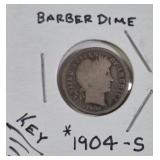 KEY 1904-S BARBER DIME