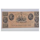 1800's $10 NEW ORLEANS CANAL BANK NOTE (CU)