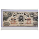 1853 $5 RAILROAD BANK, KALAMAZOO, MICHIGAN NOTE CU