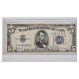 1934B VINSON $5 SILVER CERTIFICATE (VF)