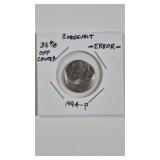 ~ERROR~ 1994 ROOSEVELT DIME 35% OFF CENTER