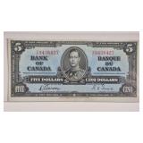 1937 $5 CANADA BANK NOTE (VF+)