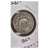1869 SHIELD NICKEL (RPD VARIETY?)