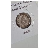 1863 CIVIL WAR TOKEN ARMY & NAVY
